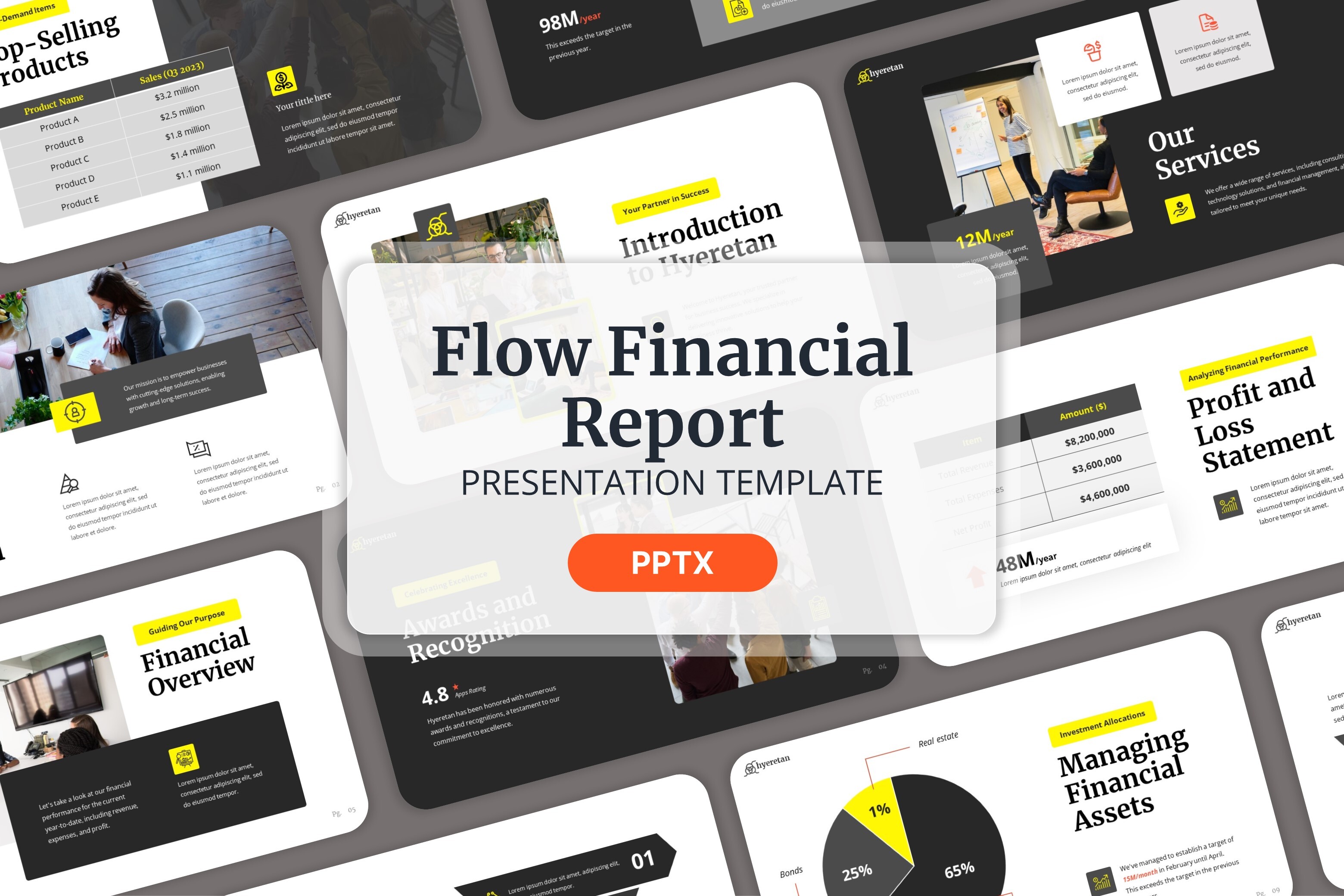 Flow Financial Report Powerpoint Templates