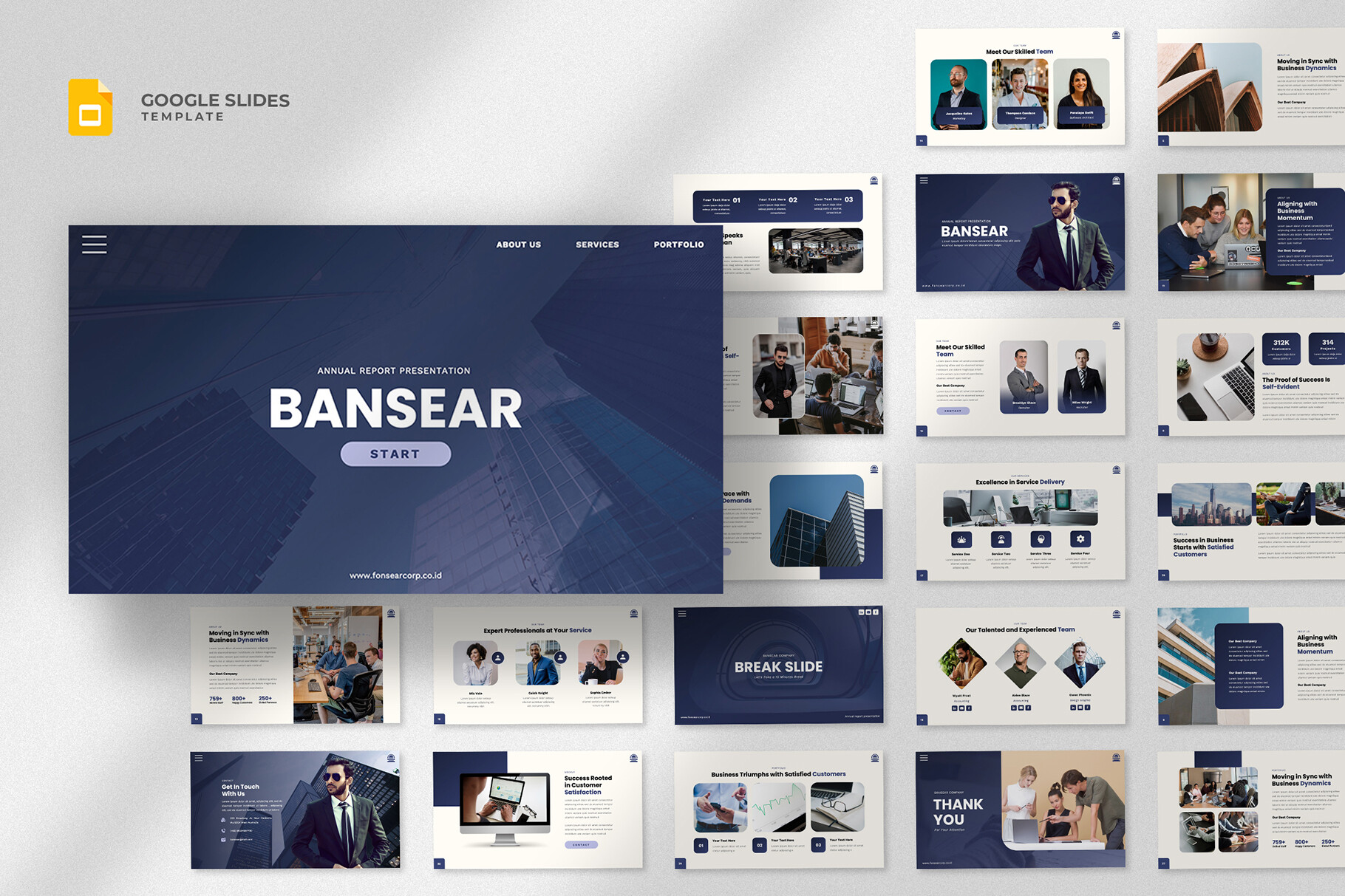 Minimalist Corporate Annual Report Google Slides Template