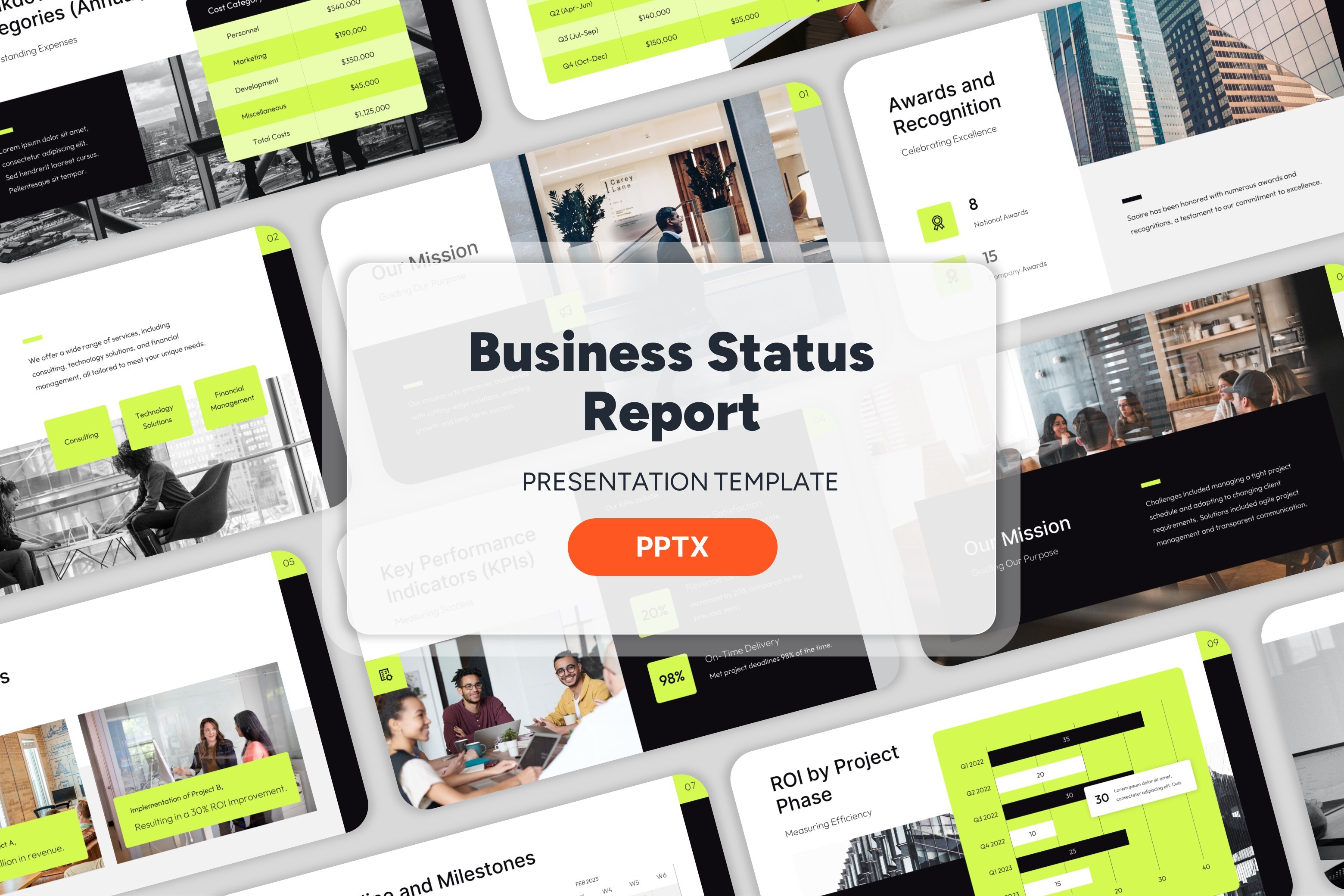 Business Status Report Powerpoint Template