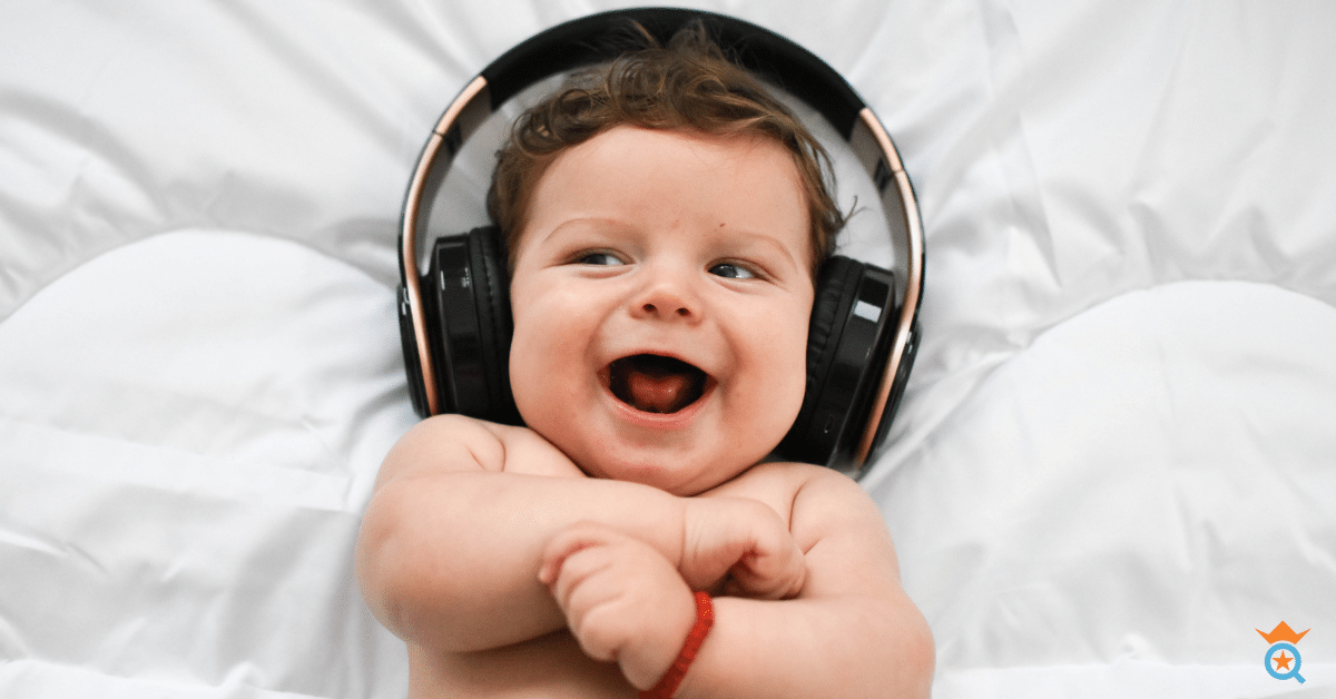 baby wearing a headphone